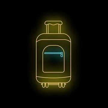 Suitcase icon glowing neon light effect travel Stock Illustration