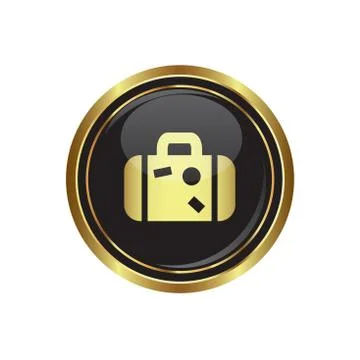 Suitcase icon gold Stock Illustration