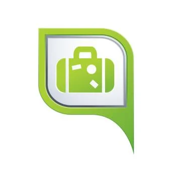 Suitcase icon green pointer Stock Illustration