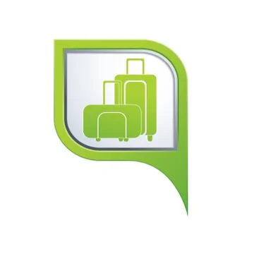 Suitcase icon green pointer Stock Illustration