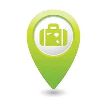 Suitcase icon on map pointer green Stock Illustration