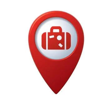 Suitcase icon on map pointer red Illustrazione stock