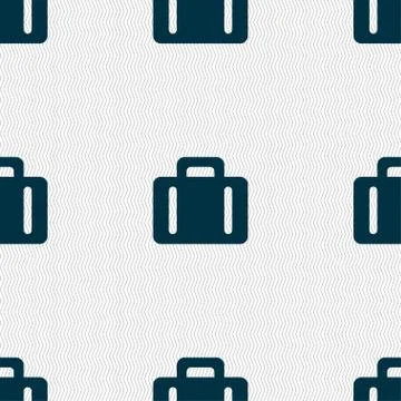 Suitcase icon sign. Seamless pattern with geometric texture. Vector Stock Illustration