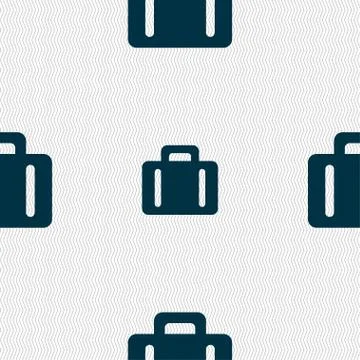 Suitcase icon sign. Seamless pattern with geometric texture. Vector Stock Illustration