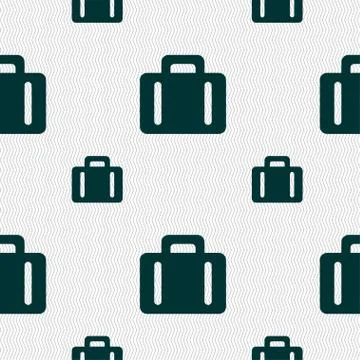 Suitcase icon sign. Seamless pattern with geometric texture. Vector Stock Illustration