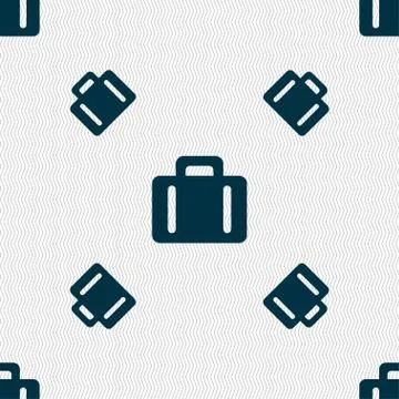 Suitcase icon sign. Seamless pattern with geometric texture. Vector Stock Illustration