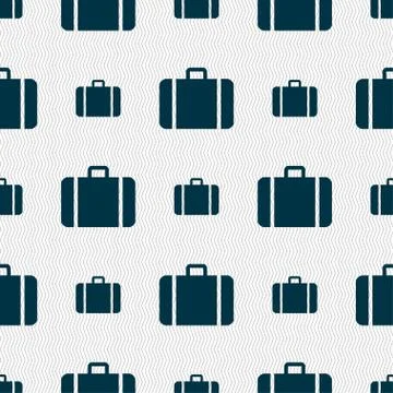 Suitcase icon sign. Seamless pattern with geometric texture. Vector 스톡 일러스트