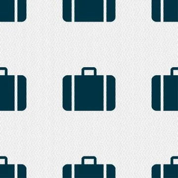 Suitcase icon sign. Seamless pattern with geometric texture. Vector Illustrazione stock