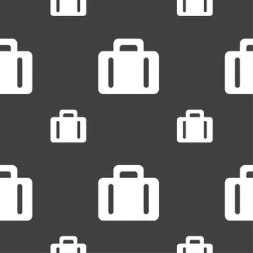 Suitcase icon sign. Seamless pattern on a gray background. Vector Illustrazione stock