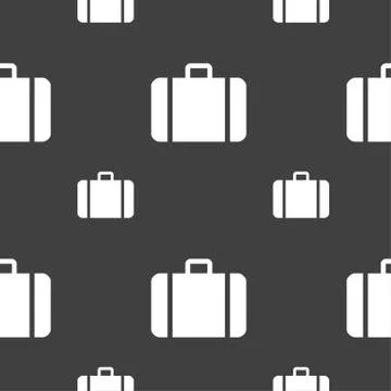 Suitcase icon sign. Seamless pattern on a gray background. Vector Stock Illustration