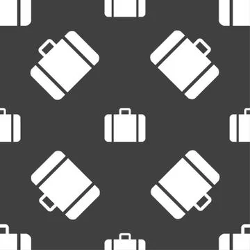 Suitcase icon sign. Seamless pattern on a gray background. Vector Illustration