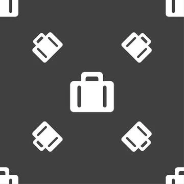Suitcase icon sign. Seamless pattern on a gray background. Vector Illustrazione stock