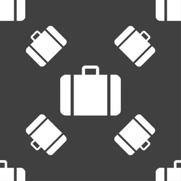 Suitcase icon sign. Seamless pattern on a gray background. Vector Illustration