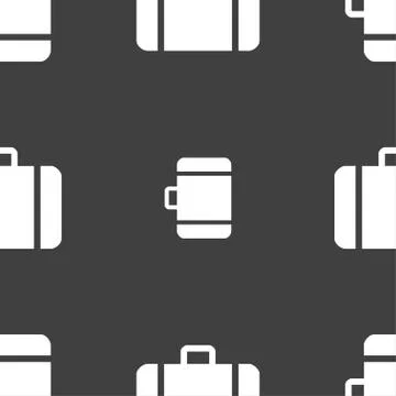 Suitcase icon sign. Seamless pattern on a gray background. Vector Illustration