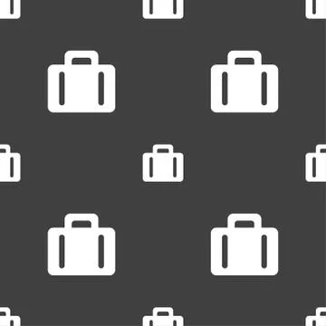 Suitcase icon sign. Seamless pattern on a gray background. Vector Stock Illustration