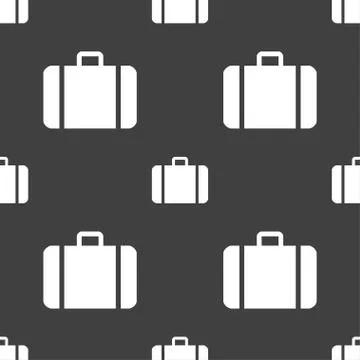 Suitcase icon sign. Seamless pattern on a gray background. Vector Illustration