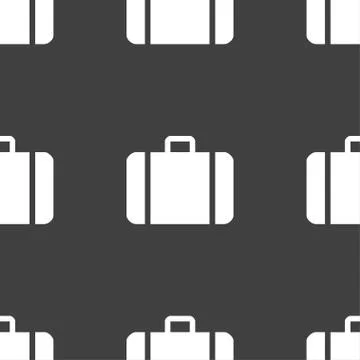 Suitcase icon sign. Seamless pattern on a gray background. Vector Illustration