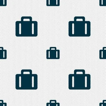Suitcase icon sign. Seamless pattern with geometric texture. Stock Illustration