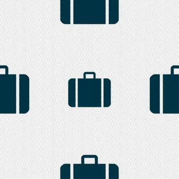 Suitcase icon sign. Seamless pattern with geometric texture. Illustration