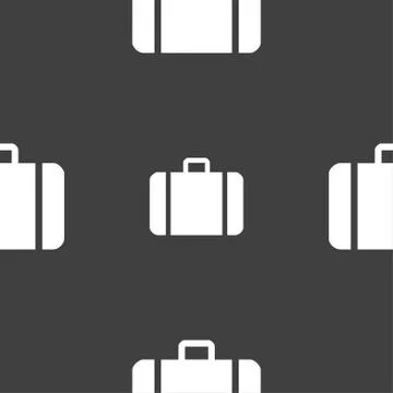 Suitcase icon sign. Seamless pattern on a gray background. Illustration