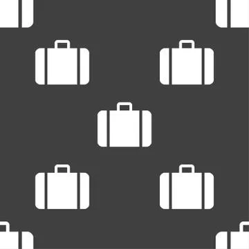 Suitcase icon sign. Seamless pattern on a gray background. Illustration