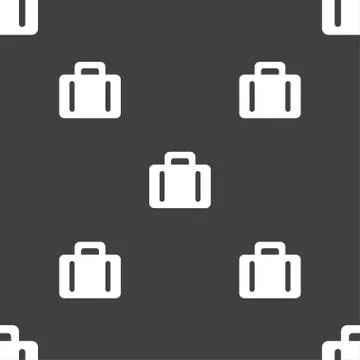 Suitcase icon sign. Seamless pattern on a gray background. Stock Illustration