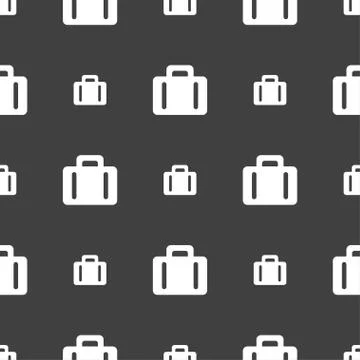 Suitcase icon sign. Seamless pattern on a gray background. Stock Illustration