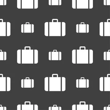 Suitcase icon sign. Seamless pattern on a gray background. Stock Illustration