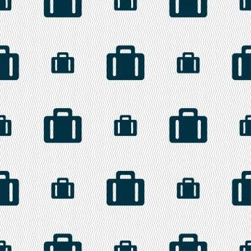 Suitcase icon sign. Seamless pattern with geometric texture. 스톡 일러스트