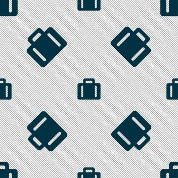 Suitcase icon sign. Seamless pattern with geometric texture. 스톡 일러스트