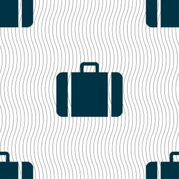Suitcase icon sign. Seamless pattern with geometric texture. Illustration