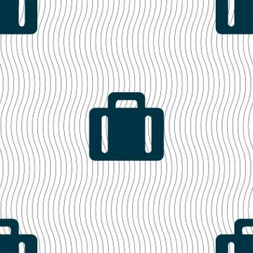Suitcase icon sign. Seamless pattern with geometric texture. Stock Illustration