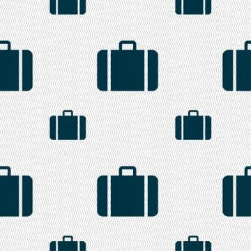 Suitcase icon sign. Seamless pattern with geometric texture. Illustration