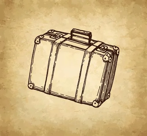 Suitcase ink sketch. Illustrazione stock
