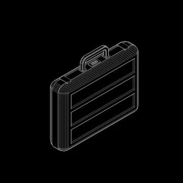 Suitcase. Isolated on black background. Vector outline illustration. Иллюстрация