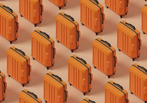 Suitcase isometric seamless pattern. 3d illustration. Stock Photos