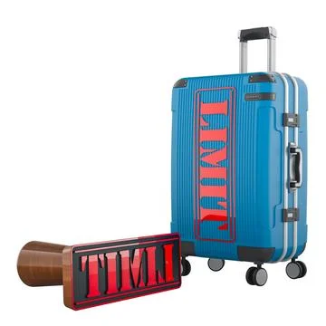 Suitcase with limit stamp, baggage restriction concept. 3d rendering Stock Illustration