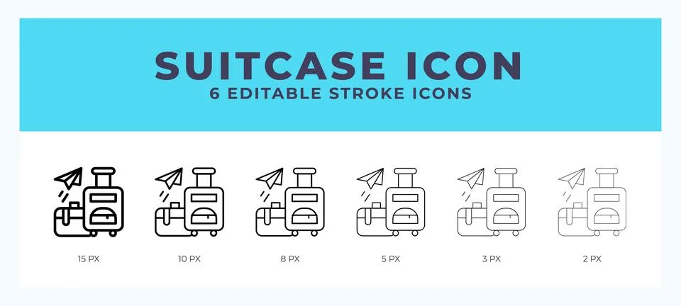 Suitcase line icon with different stroke. Vector illustration. Illustration