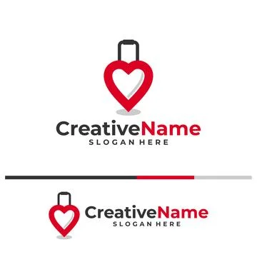 Suitcase with love logo design vector template, Travel agency logo concept. Иллюстрация