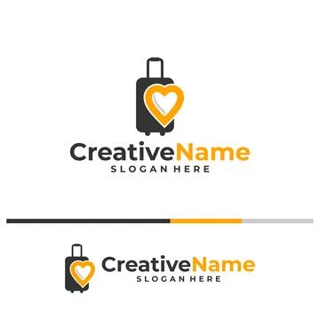 Suitcase with love logo design vector template, Travel agency logo concept. Stock Illustration