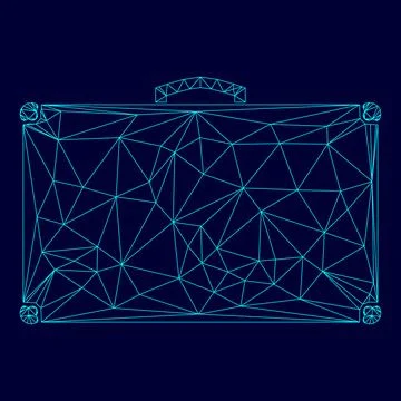 Suitcase low poly triangulation triangulated polygonal electric cyan blue vib 스톡 일러스트