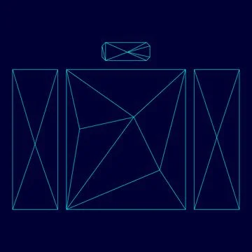 Suitcase low poly triangulation triangulated polygonal electric cyan blue v.. Stock Illustration