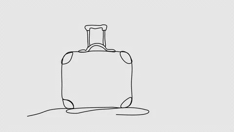 Suitcase. One line drawing animation with alpha channel. Stock Footage 304994505