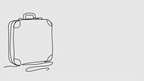 Suitcase. One line drawing animation with alpha channel. Stock Footage 304994506