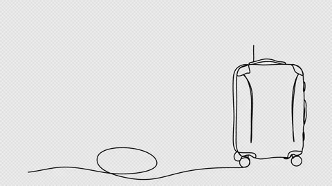 Suitcase. One line drawing animation with alpha channel. Stock Footage 304994520