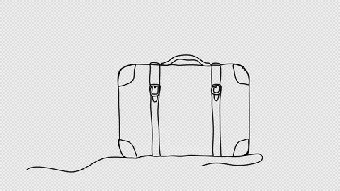 Suitcase. One line drawing animation with alpha channel. Stock Footage 304994532