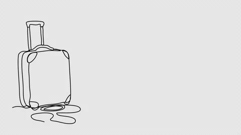 Suitcase. One line drawing animation with alpha channel. Stock Footage 304994579