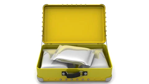 Suitcase with packets of drugs Stock Footage 144736071