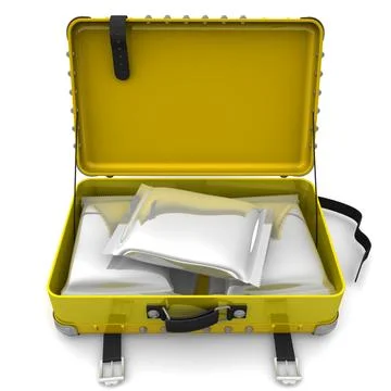 Suitcase with packets of drugs Stock-Illustration