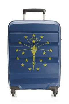 Suitcase painted into US state flag series - Indiana 스톡 사진